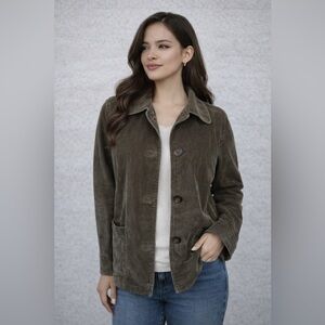 J.Jill Olive Soft Corduroy Elbow Patch Jacket | Cozy Vintage-Feel | Size M